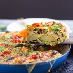 20 Minute Leftover Roast Vegetable Frittata. A super quick dinner for a busy weeknight.