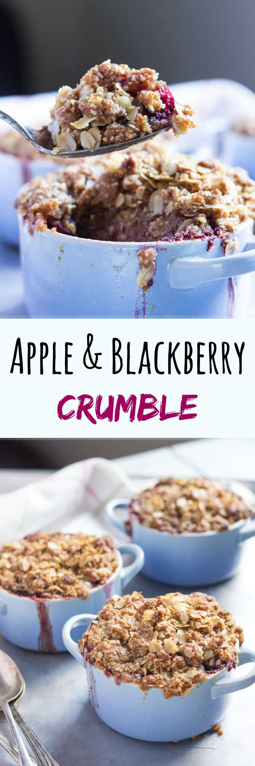 Apple and Blackberry Crumble. Prepared in advance and bake just in time for dessert.