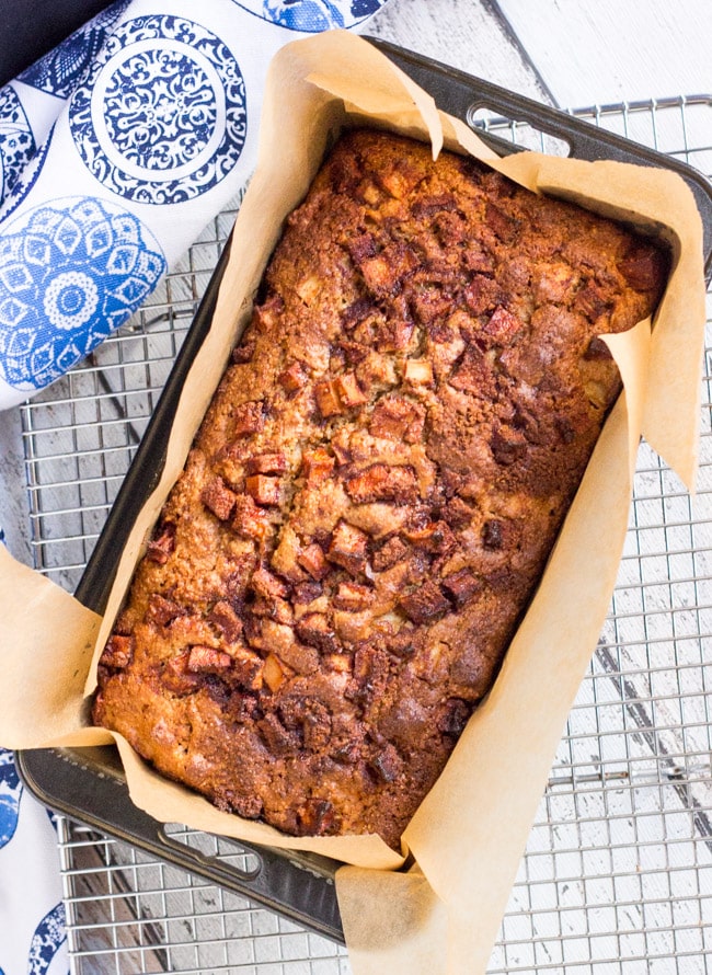 This Apple & Ginger Wholemeal Loaf Cake makes great use of seasonal apples. It is lovely and moist, and is good for dessert with cream.