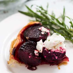 Beetroot & Feta Tarte Tartin. Most of the preparation for this simple vegetarian meal can be done in advance, so dinner can be pulled together quite quickly.