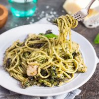 Chicken & Mushroom Pesto Pasta. This absurdly simple meal comes together in the time it takes to cook the pasta. Dinner is ready in under 30 minutes.