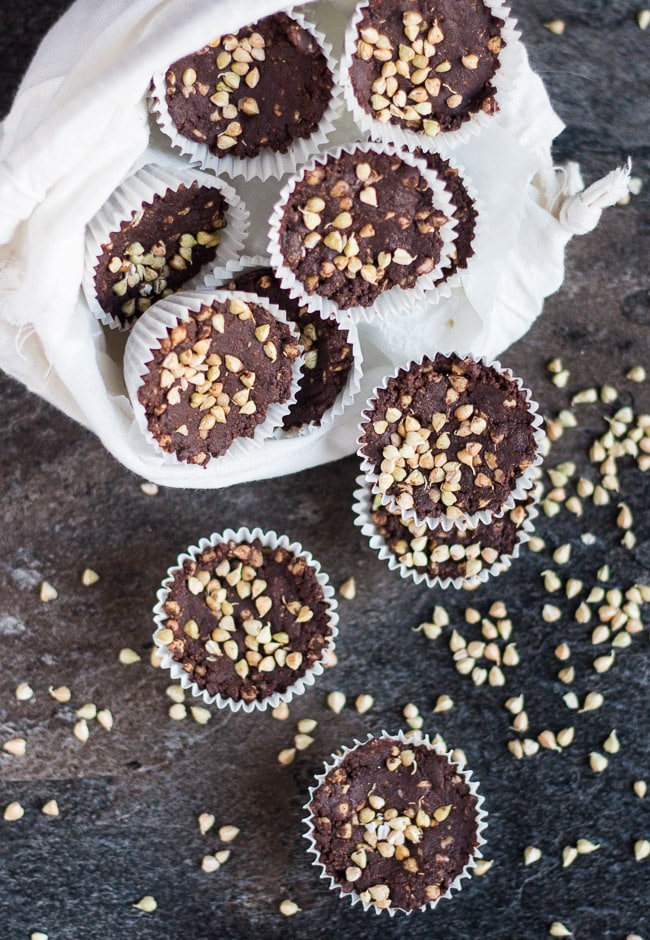 Chocolate Buckwheat and Coconut Bites. Packed with toasted coconut and crunchy buckwheat, these are the ideal guilt free treat. Just try to stop at one.