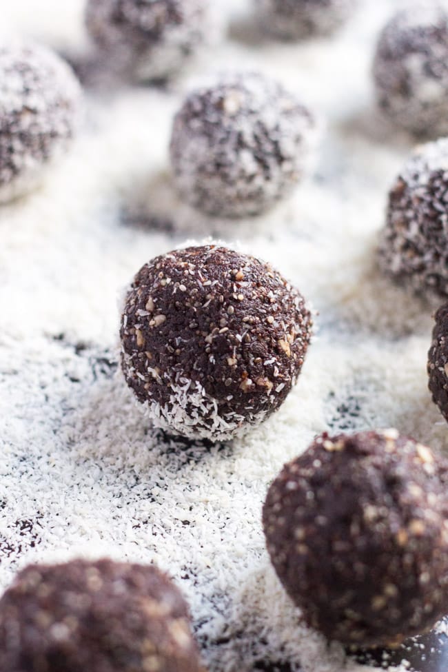 Chocolate Coconut Bliss Balls. A great use for coconut butter.