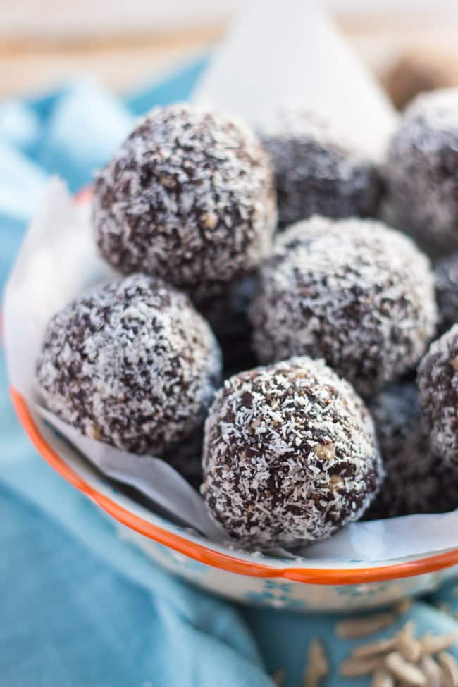 Chocolate Coconut Bliss Balls. A great use for coconut butter.