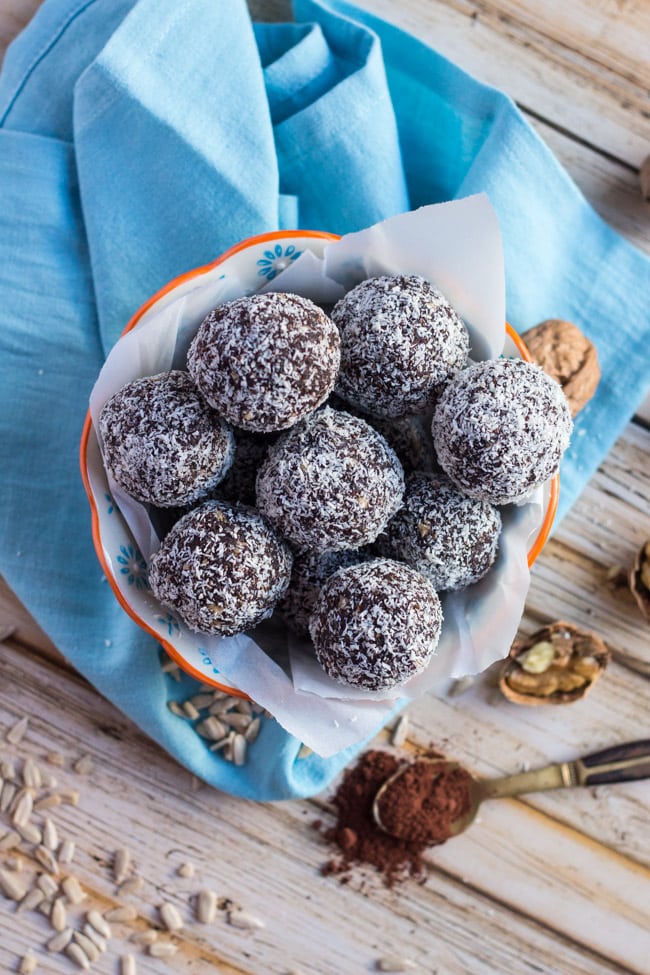 Chocolate Coconut Bliss Balls. A great use for coconut butter.