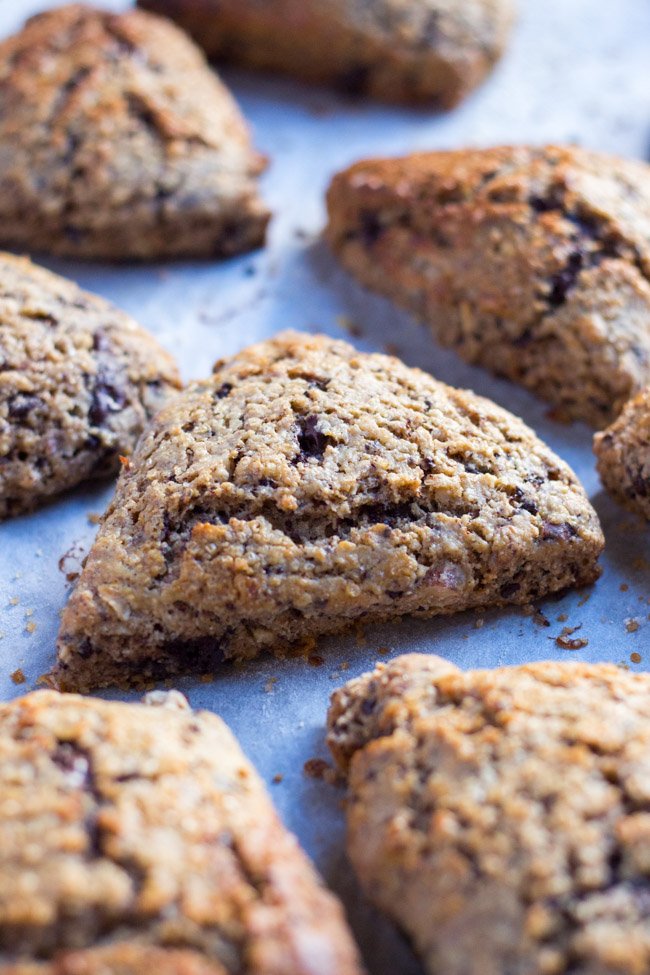 Chocolate and Almond Scones.  Great to keep in the freezer for a quick dessert. | thecookspyjamas.com