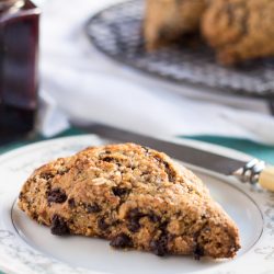 Chocolate and Almond Scones. Great to keep in the freezer for a quick dessert. | thecookspyjamas.com