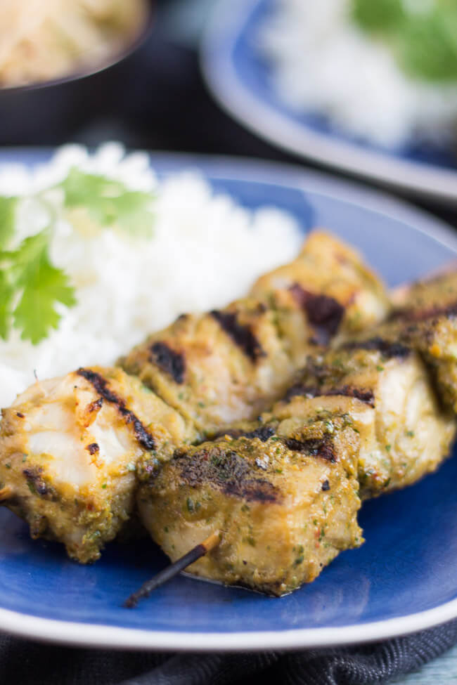 Cilantro & Turmeric Fish BBQ Skewers. Missing an ingredient for dinner? Rather than dash out to the shops, be brave and substitute in something you already have on hand. You may make a fantastic discovery, like I did with these skewers.