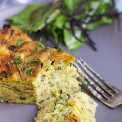 Crustless Zucchini Quiche. Quick to make, & a good way to use up an abundant zucchini crop. Great served hot or cold.