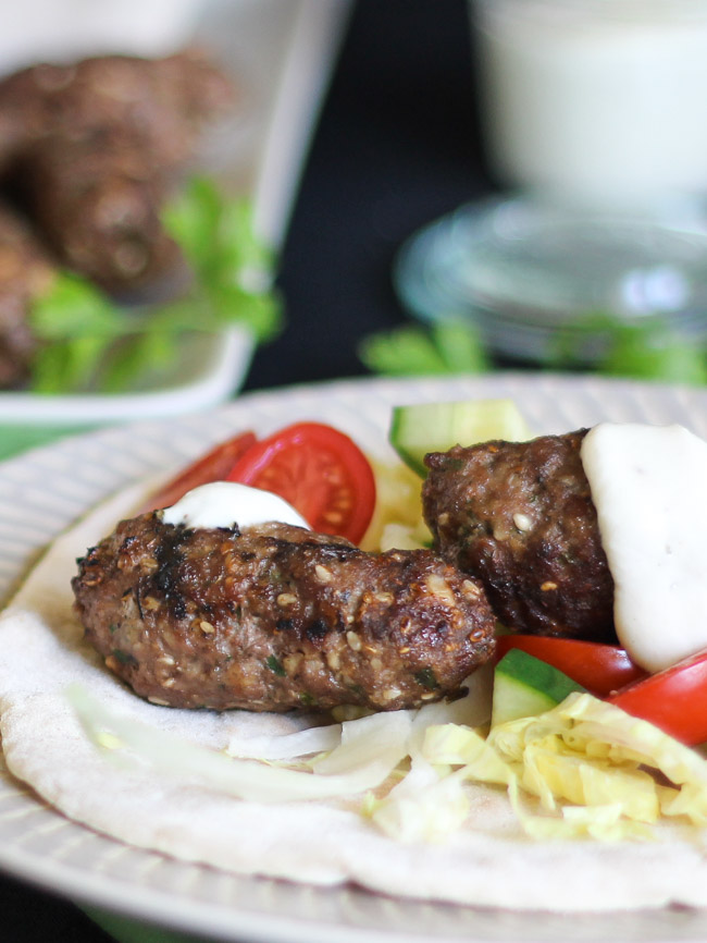 Easy Dukkah Spiced Lamb Koftas.  Wrap up with salad in flatbreads for a speedy dinner. | thecookspyjamas.com