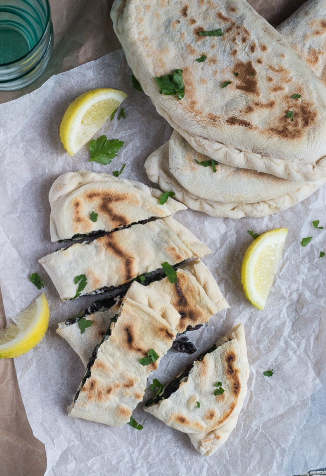 Feta, Spinach and Mushroom Gozleme. With a few basics on hand, these come together in five minutes and are perfect for a quick lunch or dinner.