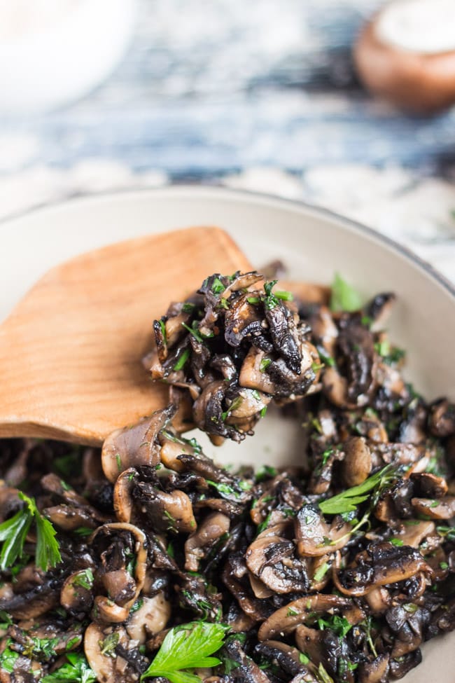 Freezer Ready Garlic Mushrooms. With a batch of these garlic mushrooms in the freezer, a simple meal is never far away.