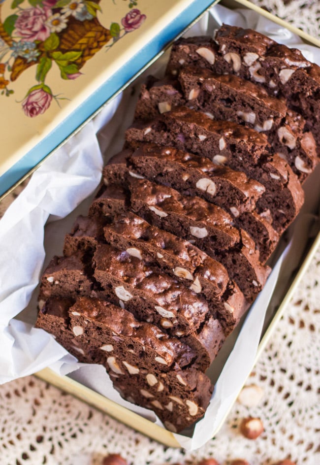 Gluten free Chocolate & Hazelnut Biscotti. Freezes brilliantly, making it perfect for surprise guests or last minute gifts.