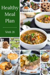 Healthy Weekly Meal Plan Week 26. Need easy dinner recipes for the family? Try BBQ beef brisket, sheet pan ginger shrimp, crock pot ramen or a simple scattered sushi rice bowl.