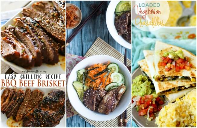 Healthy Weekly Meal Plan Week 26. Need easy dinner recipes for the family? Try BBQ beef brisket, sheet pan ginger shrimp, crock pot ramen or a simple scattered sushi rice bowl.