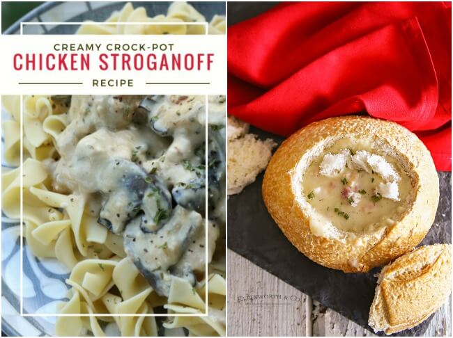 Healthy Weekly Meal Plan - Week 19. Our dinner plan this week includes a vegan Thai green curry, cheesy baked eggs, slow cooker chicken stroganoff & a clam chowder bread bowl.
