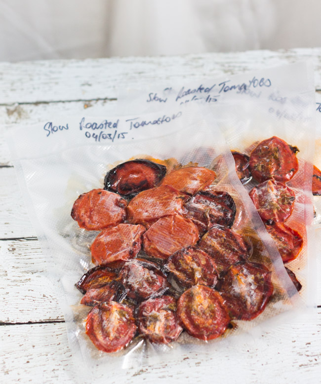 How to Freeze Slow Roasted Tomatoes.  Great to have in the freezer to liven up those winter dishes. | thecookspyjamas.com