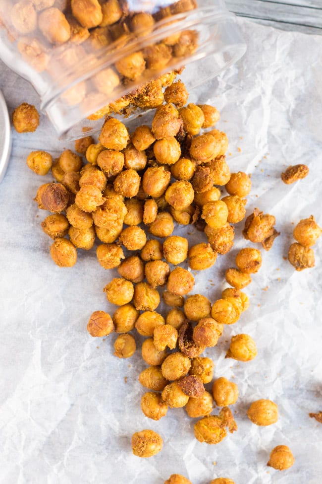 Indian Spiced Roasted Chickpeas are a great high fibre, high protein snack that is great for eating on the go. 
