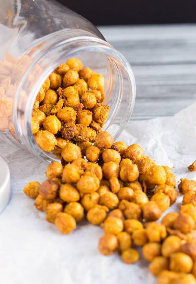 Indian Spiced Roasted Chickpeas are a great high fibre, high protein snack that is great for eating on the go. 