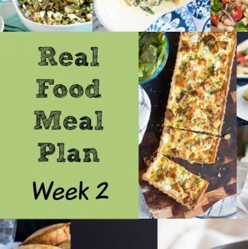 Real Food Meal Plan Week 2. Full of salads to battle the heat.