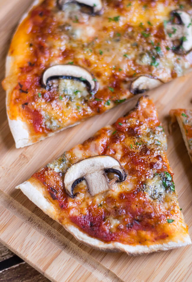 Mushroom & Blue Cheese Stovetop Pizza. Can't be bothered turning on the oven, but craving pizza? Try this recipe instead.