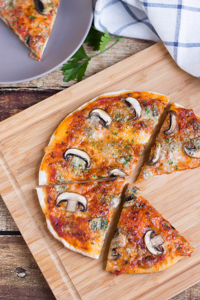 Mushroom & Blue Cheese Stovetop Pizza. Can't be bothered turning on the oven, but craving pizza? Try this recipe instead.