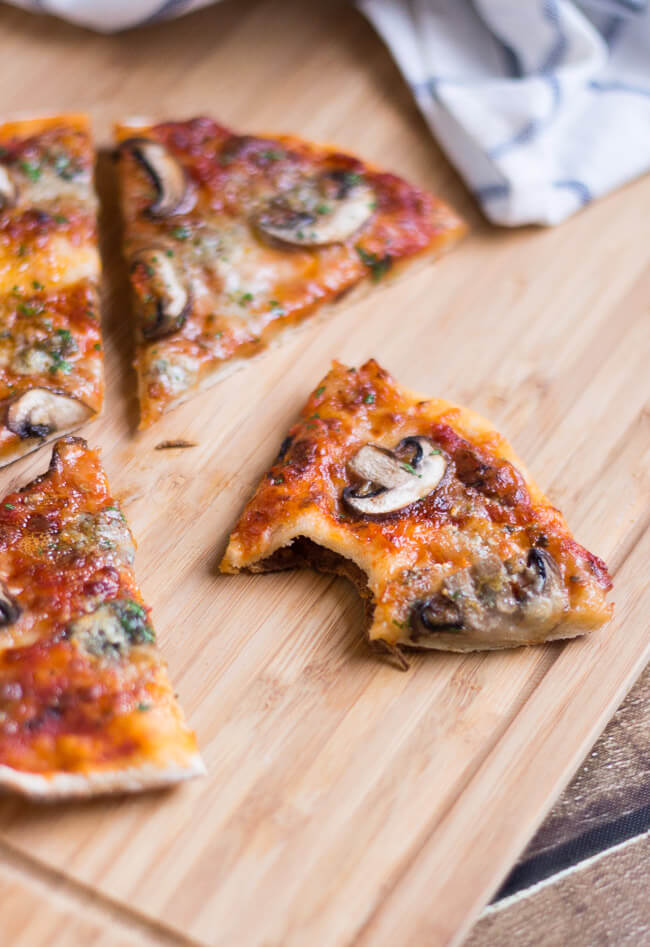 Mushroom & Blue Cheese Stovetop Pizza. Can't be bothered turning on the oven, but craving pizza? Try this recipe instead.