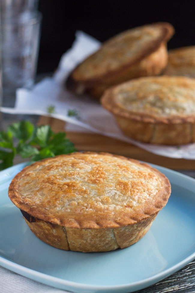 Mushroom and Ham Pies with Kamut & Spelt Crust. A tasty pie filling that pairs well with the wholegrain crust. | thecookspyjamas.com