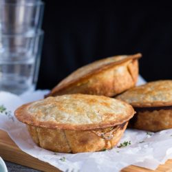 Mushroom and Ham Pies with Kamut & Spelt Crust. A tasty pie filling that pairs wellw ith the wholegrain crust. | thecookspyjamas.com