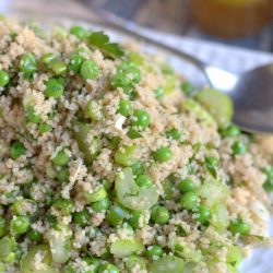 Pea & Celery Wholegrain Couscous. A quick & easy side dish or lunch. | thecookspyjamas.com