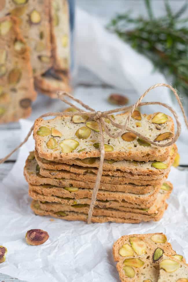Pistachio, Lemon & Rosemary Biscotti. Keep a loaf of this biscotti dough in the freezer & never be caught without a gift again.