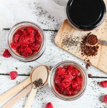 Raspberry Chocolate Chia Pudding Pots are simple to put together, and are great to grab as a healthy on-the-go snack for you or the kids.