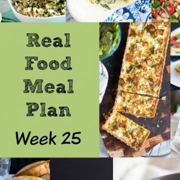 Real Food Meal Plan Week 25. Includes slow cooker Mongolian Beef, spicy noodle soup, sheet pan chicken & a simple broccoli pasta.