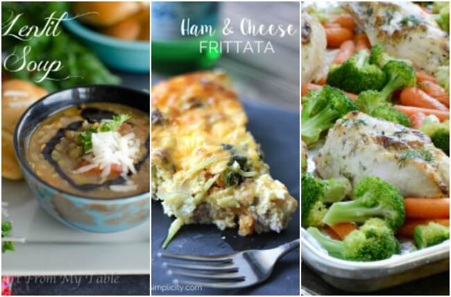 Real Food Meal Plan Week 29. Includes an easy lentil soup, quick ham & cheese frittata, a simple baked salmon dish and a few naghty extras to round out the year. 