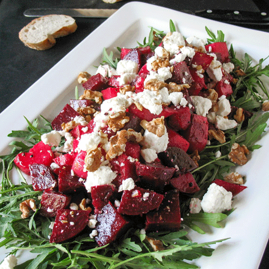 Roasted Beetroot Salad With Goats Cheese And Walnuts