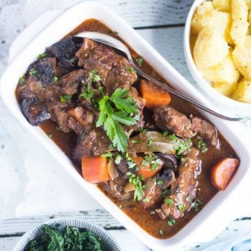 Slow Cooker Beef & Mushroom Stew. The perfect dinner for a cold winter's evening. Add a few simple sides for an easy meal without fuss.