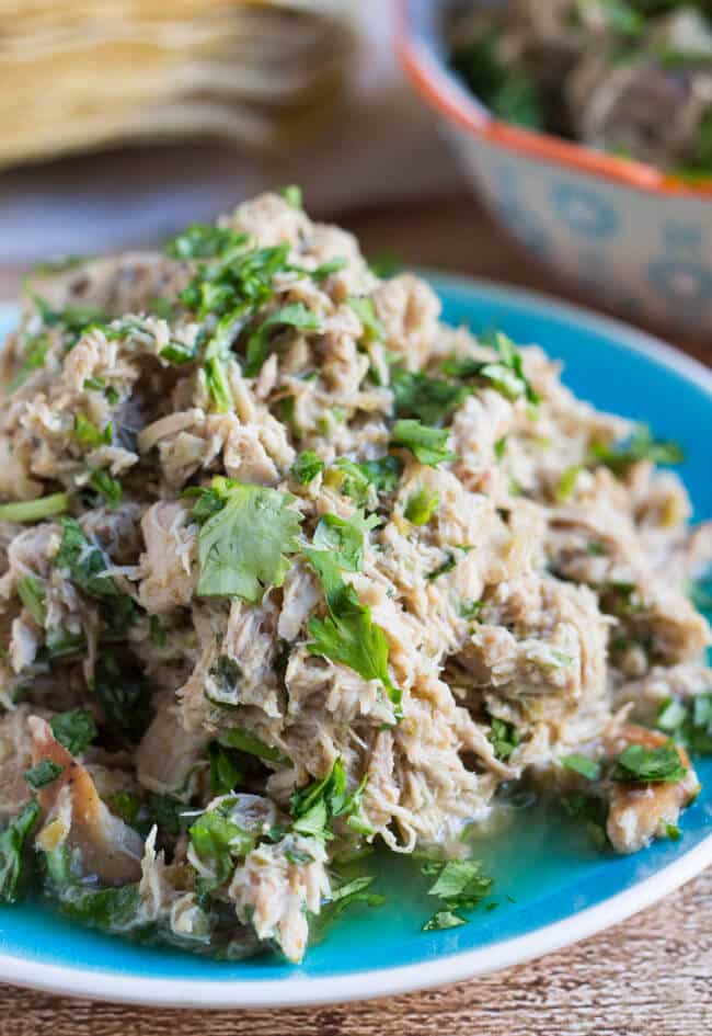 Slow Cooker Coriander Lime Shredded Chicken. Handy to have in the freezer for a quick meal.