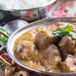 Slow Cooker Lamb Korma Curry. A creamy, yet dairy free, freezer-friendly curry.