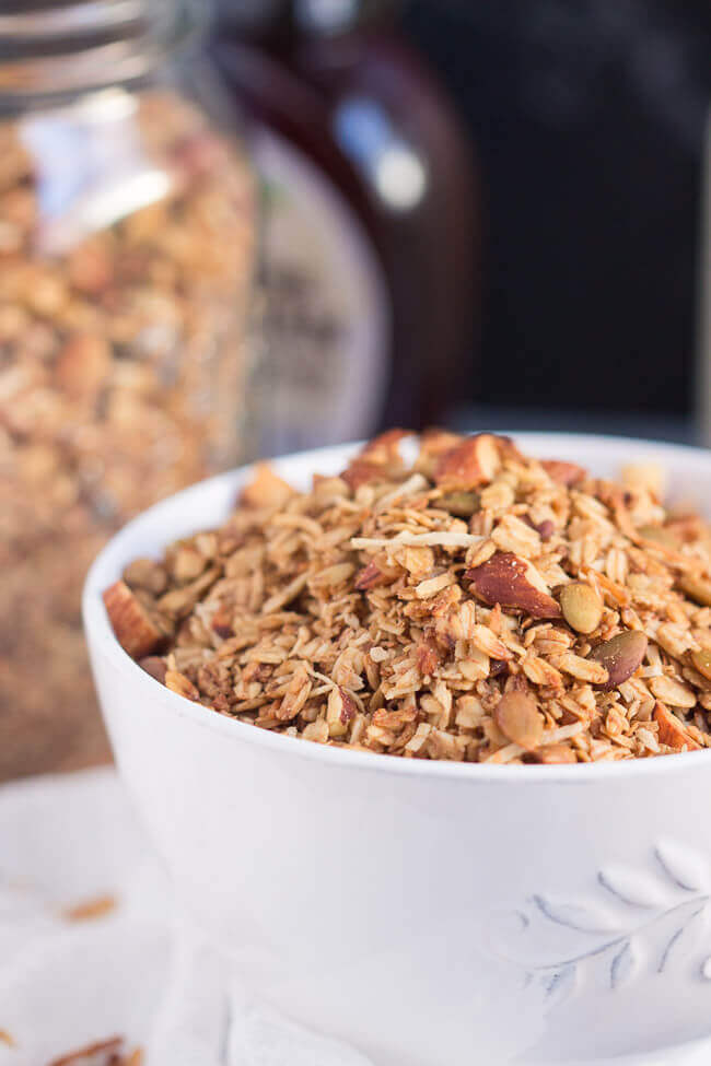 Slow Cooker Pecan & Maple Granola. A slow cooker is the best way to make a batch of granola in the middle of a hot summer without heating up the house. It is so easy, you will wonder why you didn't try it sooner.