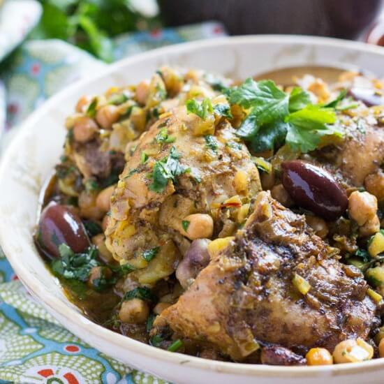 A Super Easy Slow Cooker Moroccan Chicken Tagine