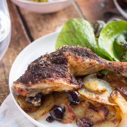 Spanish Chicken Traybake with Potatoes & Olives. A simple one-pot dinner.