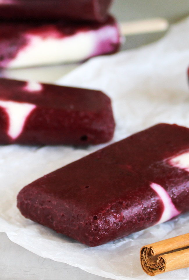 The tip of a spiced plum & yoghurt popsicle.