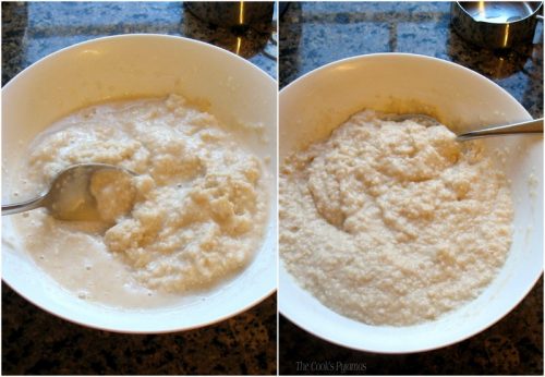 Stir cooked porridge