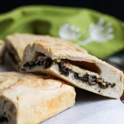 Stuffed Garlicky Mushroom & Cheese Focaccia. An easy vegetarian lunch that freezes well. The versatile mushroom filling can also be used in other dishes.