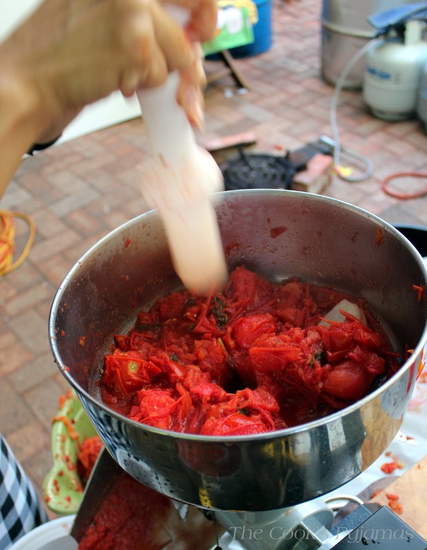 How To Make Tomato Passata : Puting the sauce Through the Machine