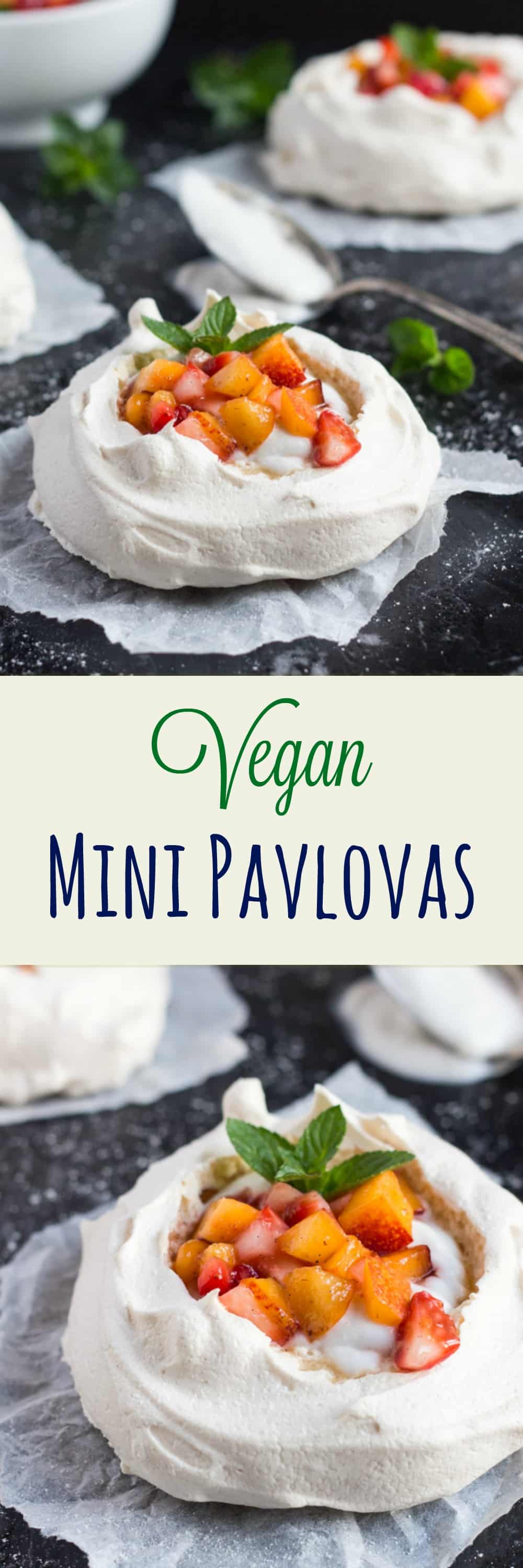 Vegan Mini Pavlovas. The perfect dessert when catering for a crowd with different dietary issues. Egg free, gluten free & vegan.