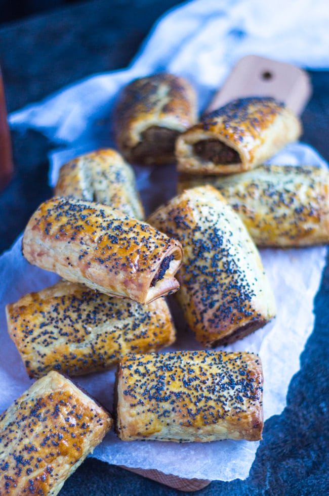 Vegetarian Sausage Rolls. Great hot or cold, and perfect for the lunchbox.